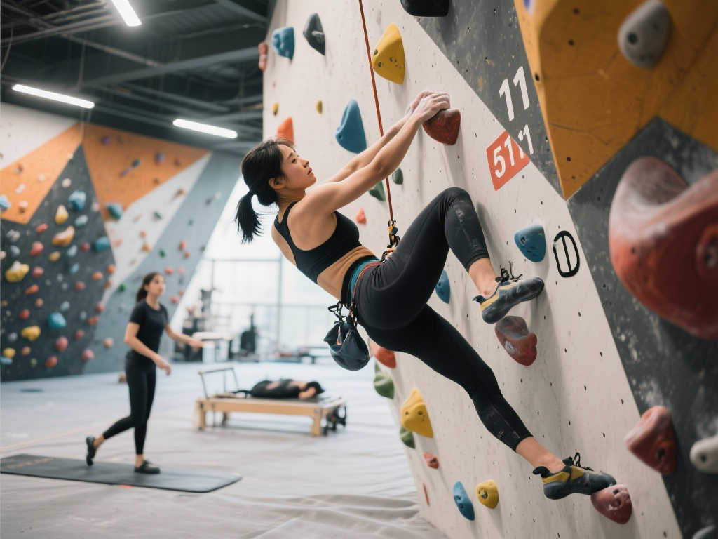 普拉提教练课后独闯岩馆,挑战攀岩新高度 普拉提教练课后独闯岩馆,挑战攀岩新高度